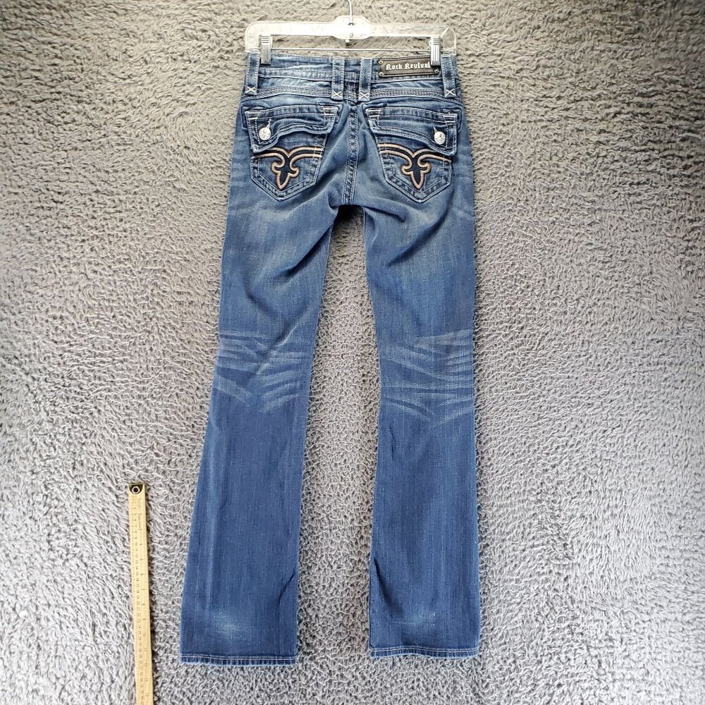 Rock Revival Jeans Womens 25 Blue Johanna Boot Embroidered Pockets Stretch Denim
